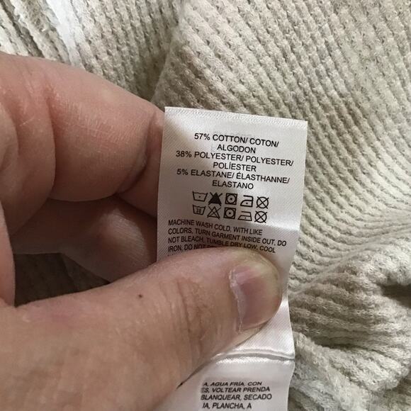 Womens Lucky Brand Waffle Knit Thermal Open Front Oatmeal Sweater OS - Picture 8 of 8